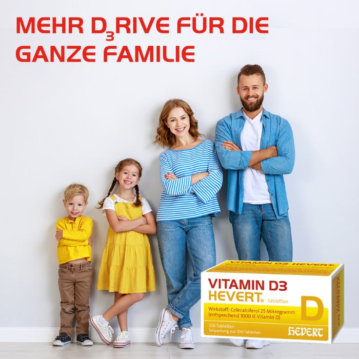 Vitamin D3 Hevert bei Mangel und erhöhtem Bedarf, 200 St. Tabletten