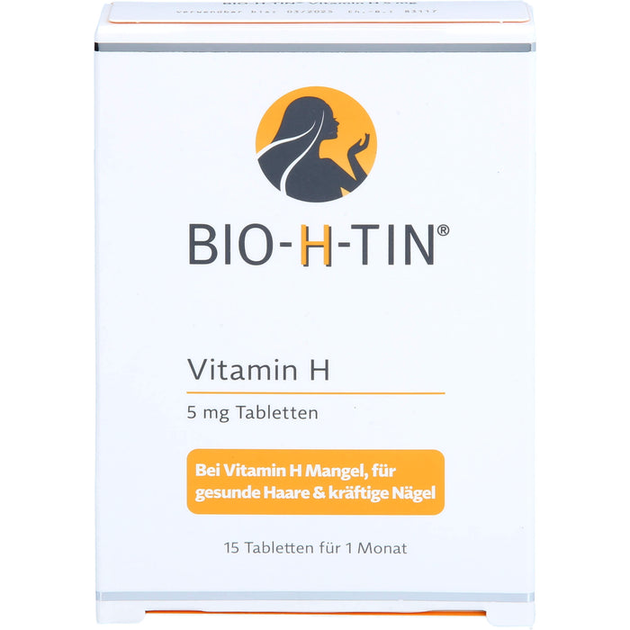 BIO-H-TIN Vitamin H 5 mg Tabletten für gesunde Haare & kräftige Nägel, 15 pc Tablettes