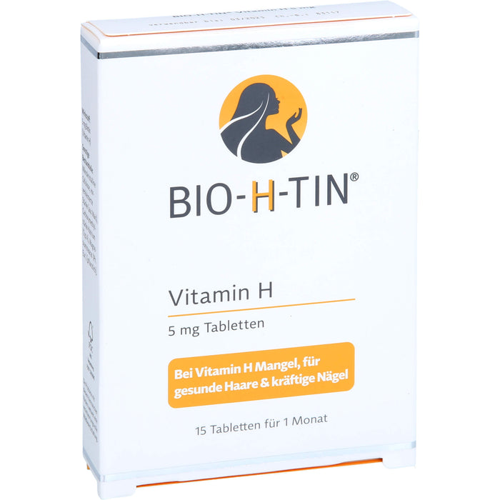 BIO-H-TIN Vitamin H 5 mg Tabletten für gesunde Haare & kräftige Nägel, 15 pcs. Tablets