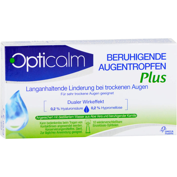 Opticalm Beruhigende Augentropfen Plus, 10 St. Einzeldosispipetten