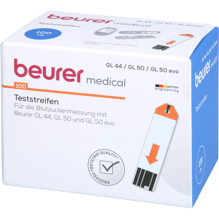 beurer GL 44 / GL 50 / GL 50 evo Blutzuckerteststreifen, 100 pc Bandelettes réactives