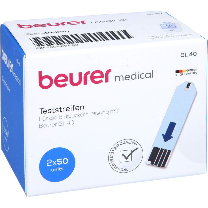 Beurer GL40 Blutzuckerteststreifen, 100 St. Teststreifen