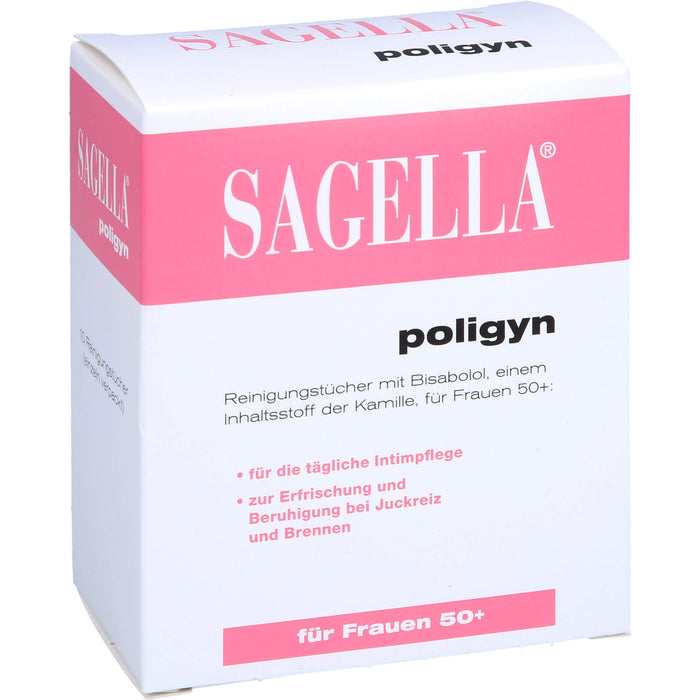 SAGELLA poligyn Intim-Reinigungstücher für Frauen 50+ für die tägliche Intimpflege bei Juckreiz und Brennen, 10 pcs. Cloths