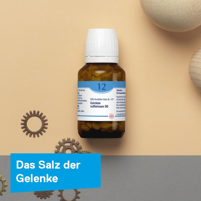 DHU Schüßler-Salz Nr. 12 Calcium sulfuricum D6 – Das Mineralsalz der Gelenke – das Original – umweltfreundlich im Arzneiglas, 200 St. Tabletten