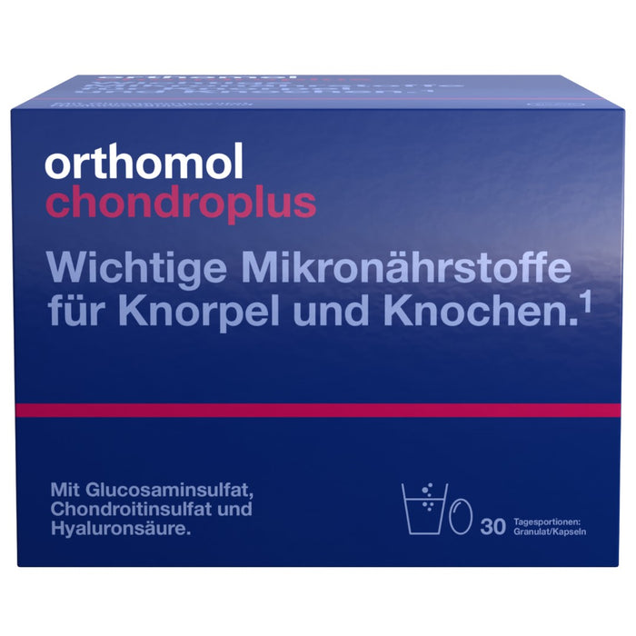 Orthomol chondroplus - Nährstoffe für Knorpel und Knochen - mit Glucosamin, Chondroitinsulfat und Hyaluronsäure - Granulat/Kapseln, 30 pc Portions quotidiennes