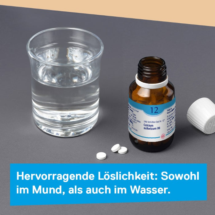 DHU Schüßler-Salz Nr. 12 Calcium sulfuricum D6 – Das Mineralsalz der Gelenke – das Original – umweltfreundlich im Arzneiglas, 200 pc Tablettes