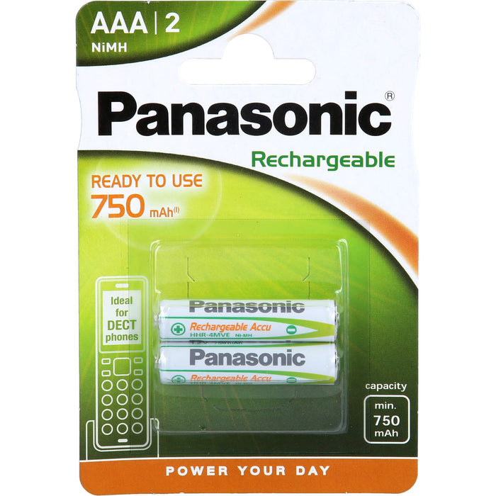 Panasonic Akku Batterien Micro AAA 750 mAh, 2 pcs. Pack