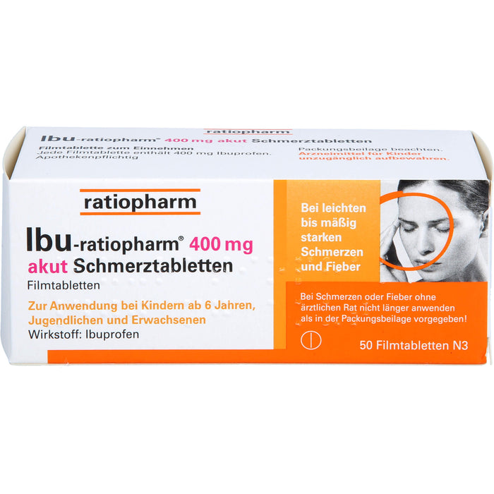 IBU-ratiopharm akut 400 mg Schmerztabletten, 50 pc Tablettes