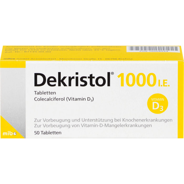 Dekristol 1000 I.E. Tabletten bei Vitamin-D-Mangelerkrankungen und zur unterstützenden Behandlung der Osteoporose, 50 St. Tabletten