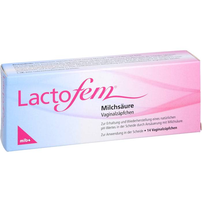 Lactofem Milchsäure Vaginalzäpfchen, 14 pcs. Suppositories