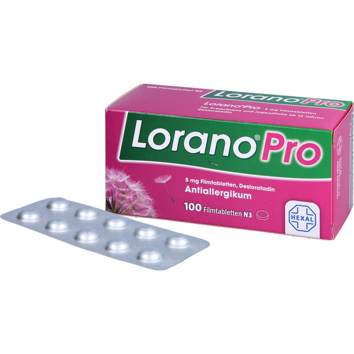 Lorano Pro 5 mg Filmtabletten Antiallergikum, 100 St. Tabletten