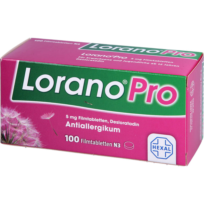 Lorano Pro 5 mg Filmtabletten Antiallergikum, 100 pc Tablettes