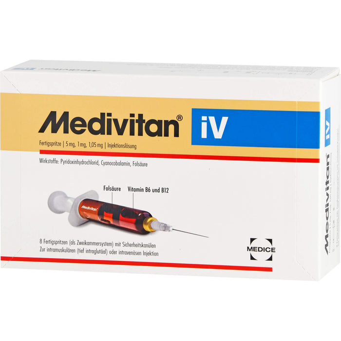 Medivitan iV Fertigspritze Injektionslösung bei Mängeln an Vitamin B6, B12 und Folsäure, 8 pc Solution