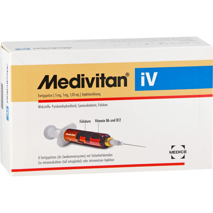 Medivitan iV Fertigspritze Injektionslösung bei Mängeln an Vitamin B6, B12 und Folsäure, 8 pc Solution