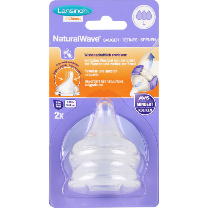 Lansinoh NaturalWave Sauger L Silikon, 2 pc Aspirateur