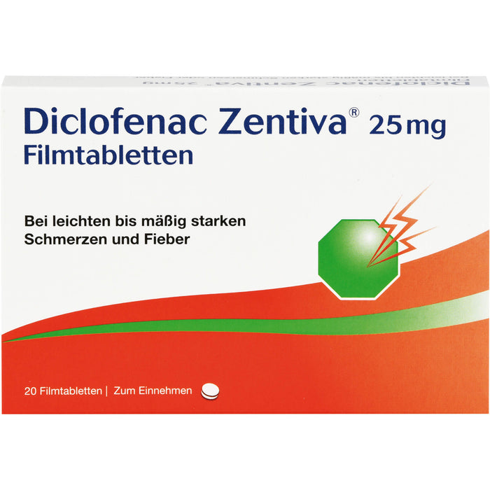 Diclofenac Zentiva 25 mg Filmtabletten, 20 pcs. Tablets