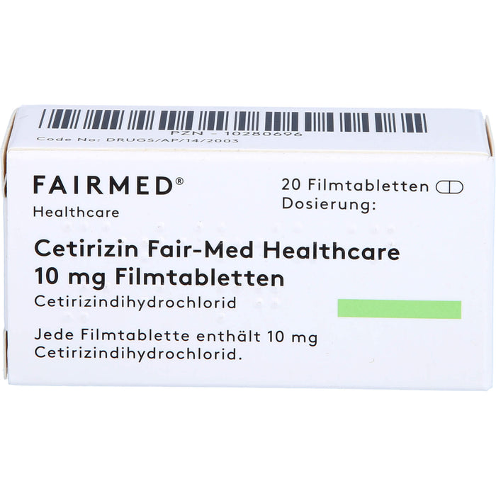 Cetirizin Fair-Med Healthcare 10 mg Filmtabletten bei Allergien, 20 pcs. Tablets