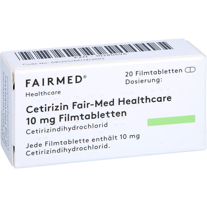 Cetirizin Fair-Med Healthcare 10 mg Filmtabletten bei Allergien, 20 pcs. Tablets