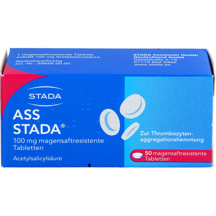 ASS STADA 100 mg magensaftresistente Tabletten zur Thrombozytenaggregationshemmung, 50 pcs. Tablets