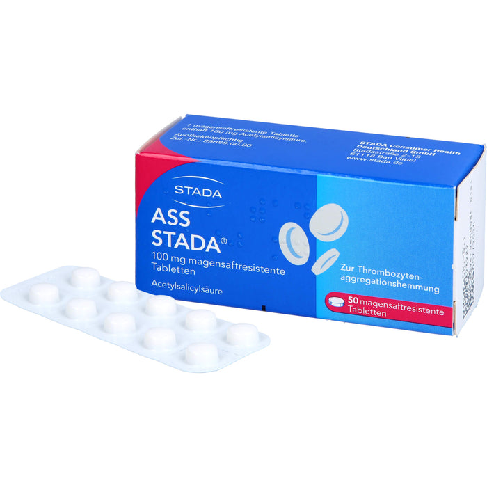 ASS STADA 100 mg magensaftresistente Tabletten zur Thrombozytenaggregationshemmung, 50 pcs. Tablets