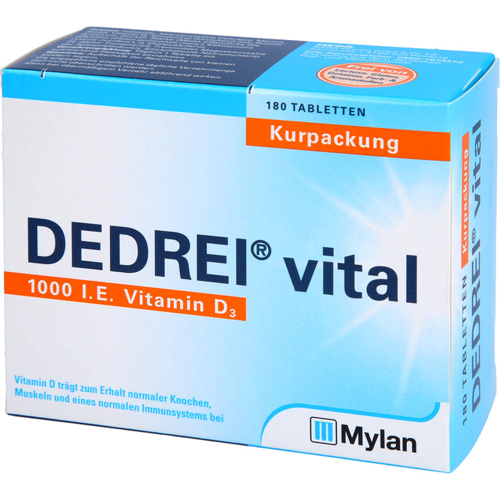 DEDREI vital 1.000 I.E. Vitamin D3 Tabletten Kurpackung, 180 pcs. Tablets