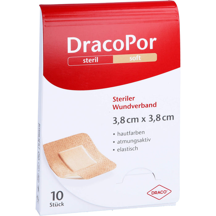 DRACOPOR Wundverband steril 3,8x3,8cm hautfarben, 10 St. Pflaster