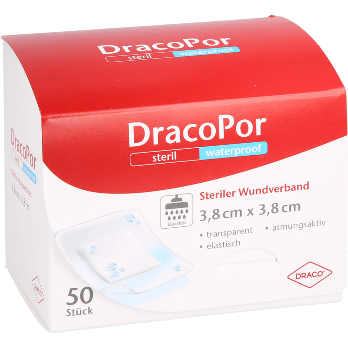 DracoPor Waterproof Wundverband 3,8 cm x 3,8 cm, 50 pc Pansement