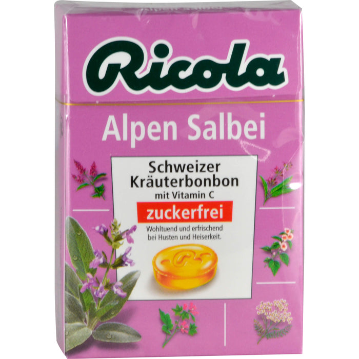 Ricola Alpen Salbei Schweizer Kräuterbonbons zuckerfrei, 50 g Bonbons