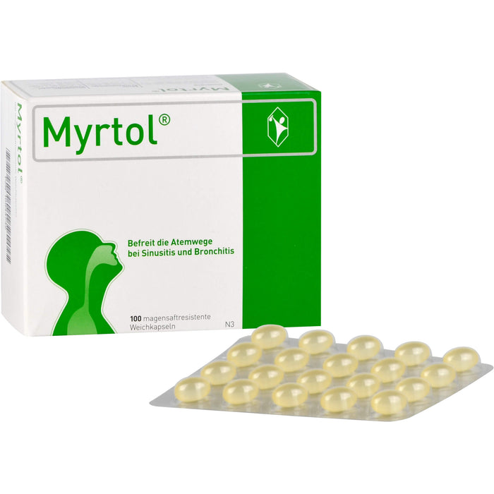 Myrtol Weichkapseln bei Sinusitis und Bronchitis, 100 pc Capsules