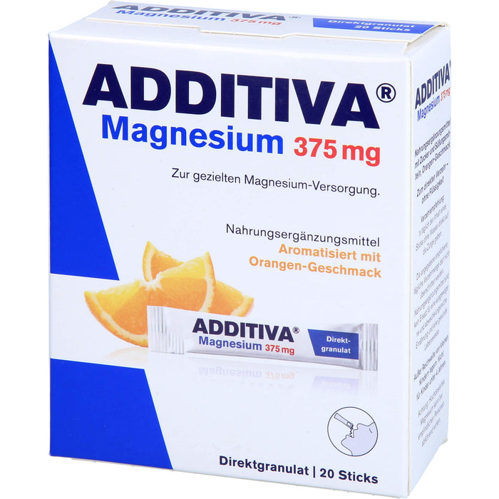 ADDITIVA Magnesium 375 mg Orange Direktgranulat, 20 pcs. Sachets