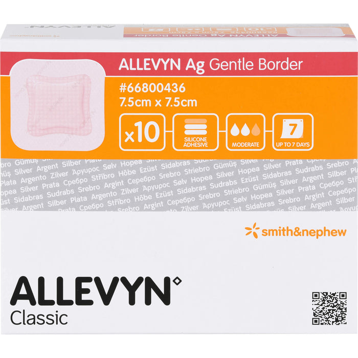 Allevyn Ag Gentle Border 7,5x7,5cm Verband, 10 St VER