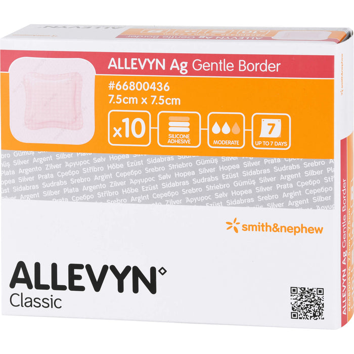 Allevyn Ag Gentle Border 7,5x7,5cm Verband, 10 St VER