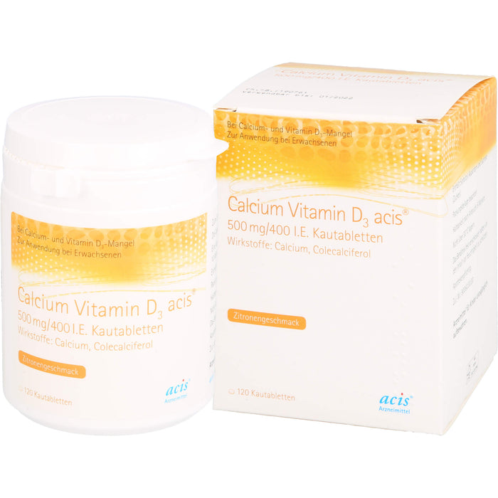 Calcium Vitamin D3 acis 500 mg/400 I.E. Kautabletten, 120 St KTA