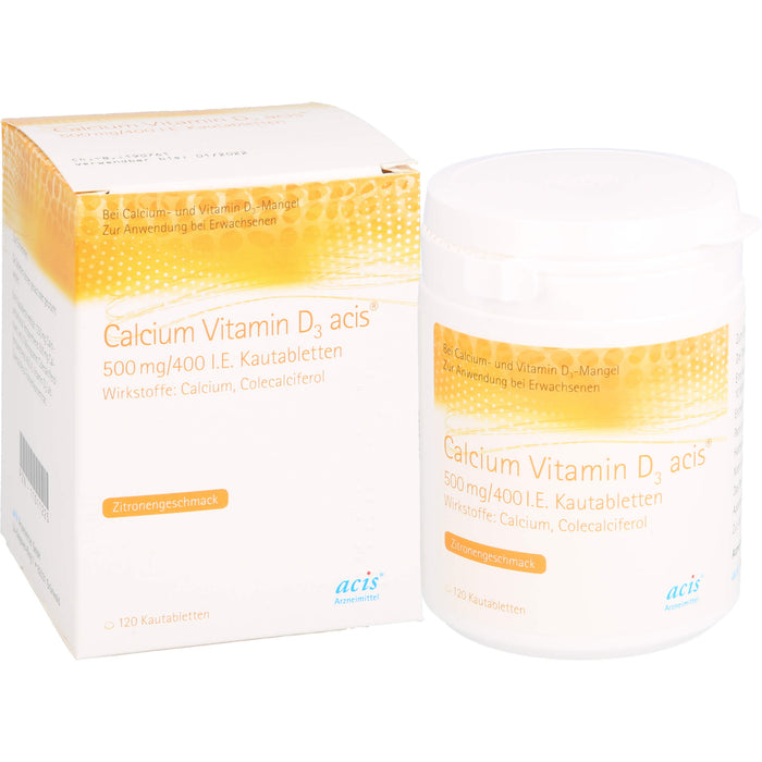 Calcium Vitamin D3 acis 500 mg/400 I.E. Kautabletten, 120 St KTA