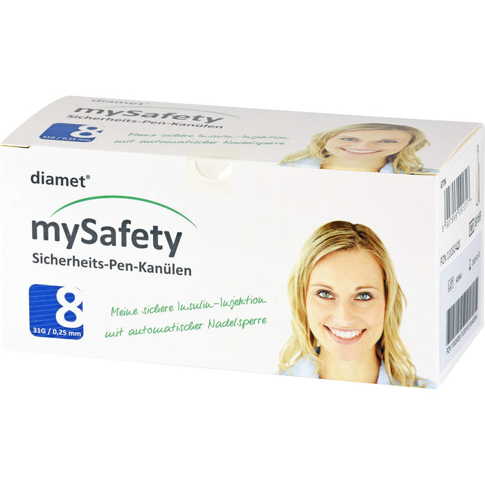 diamet mySafety Sicherheits-Penkan. 31G 0,25x8mm, 100 St KAN