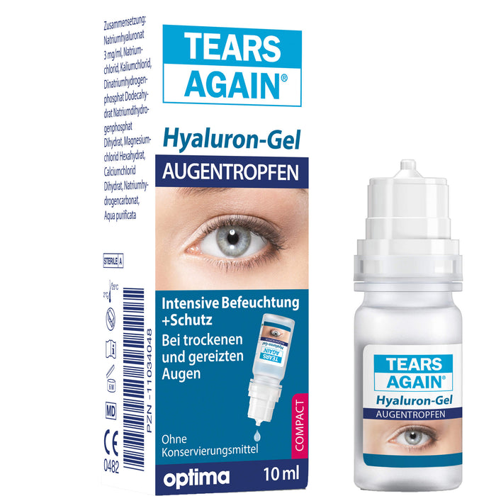 TEARS AGAIN Hyaluron-Augentropfen GEL 0,3 % (ohne Konservierungsmittel), 10 ml Solution