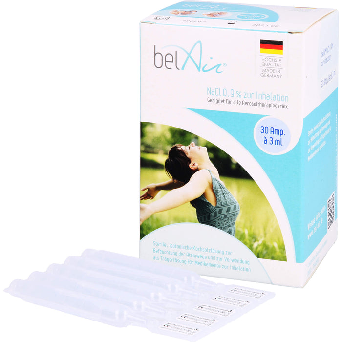 belAir NaCl 0,9 % Inhalationslösung für alle Aerosoltherapiegeräte, 30 pcs. Ampoules