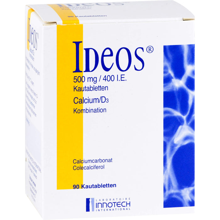 IDEOS 500 mg / 400 I.E. Kautabletten, 90 pc Tablettes