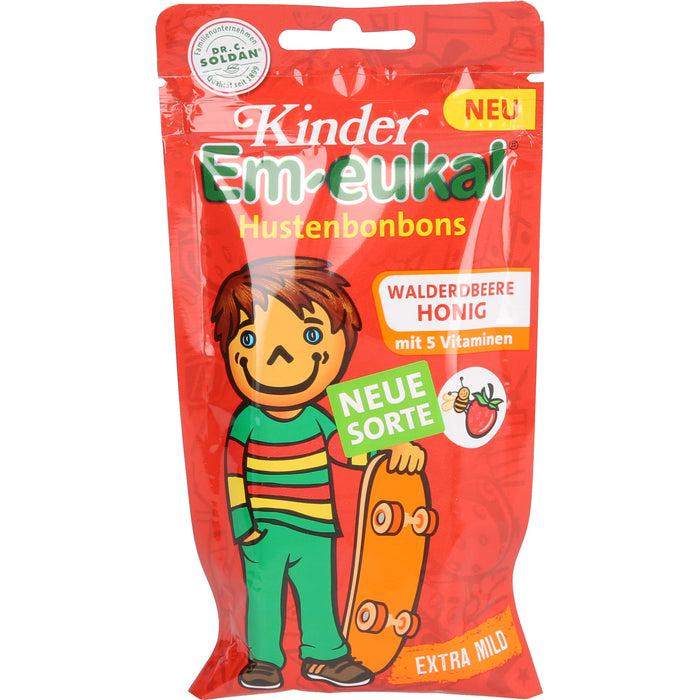 Em-eukal Kinder Walderdbeere Hustenbonbons mit Honig und 5 Vitaminen zuckerhaltig, 75 g Bonbons