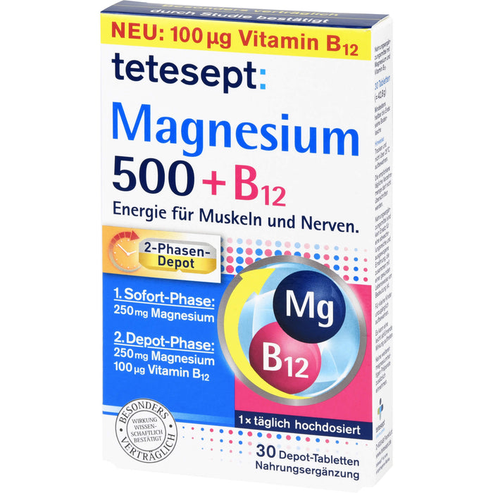 tetesept Magnesium 500 + B12 Depot, 30 St TAB