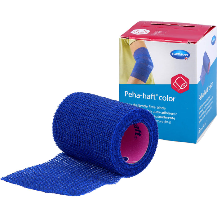 Peha-haft Color Fixierbinde latexfrei 6cmx4m blau, 1 pc Bandage