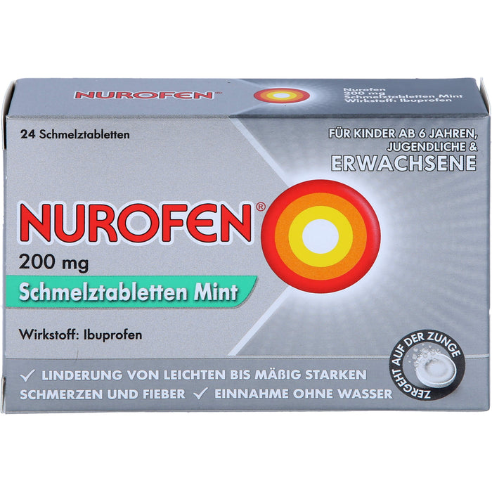 NUROFEN 200 mg Schmelztabletten Mint bei Schmerzen und Fieber, 24 pcs. Tablets