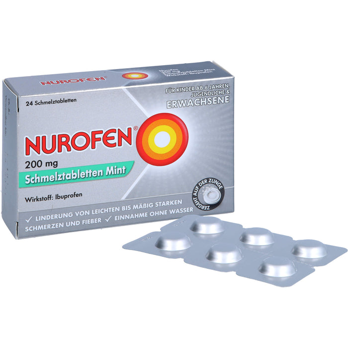 NUROFEN 200 mg Schmelztabletten Mint bei Schmerzen und Fieber, 24 pcs. Tablets