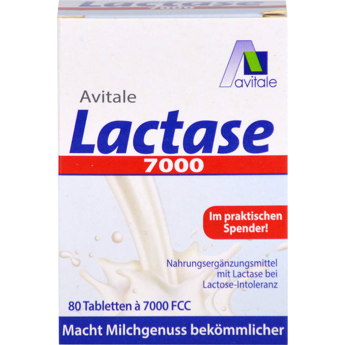 Avitale Lactase 7000 Tabletten bei Lactose-Intoleranz, 80 pc Tablettes