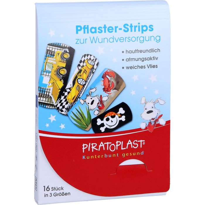 PIRATOPLAST Pflasterstrips in drei Größen für Jungs, 16 pc Pansement