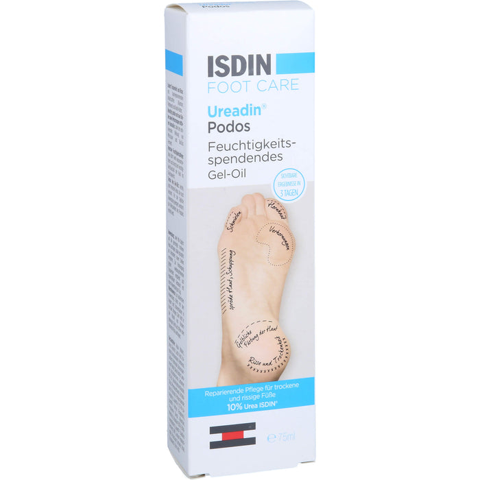 ISDIN Ureadin Podos feuchtigkeitsspendendes Gel-Oil für trockene und rissige Füße, 75 ml Gel