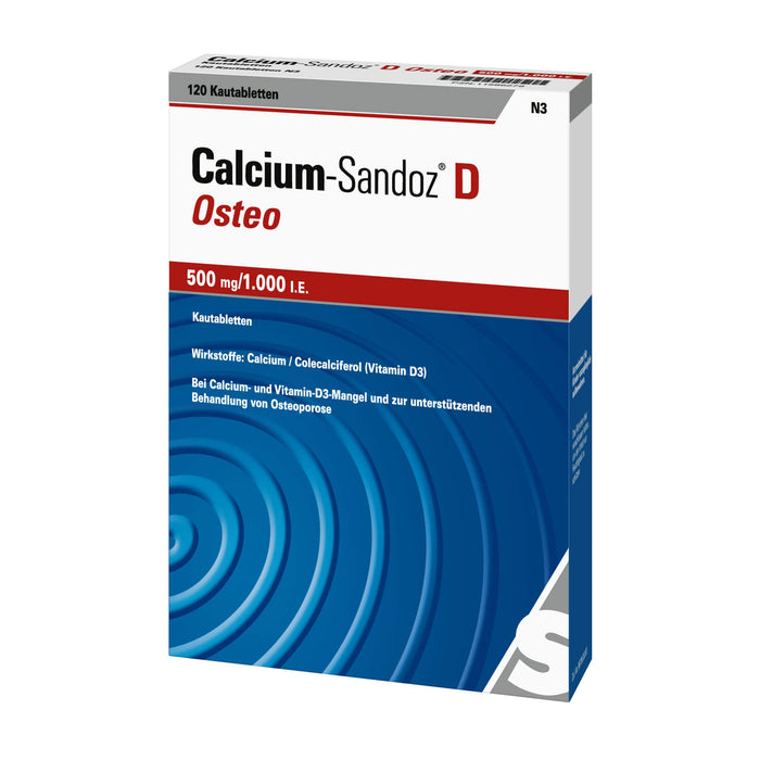 Calcium-Sandoz D Osteo 500 mg/1.000 I.E. Kautabletten, 120 pc Tablettes