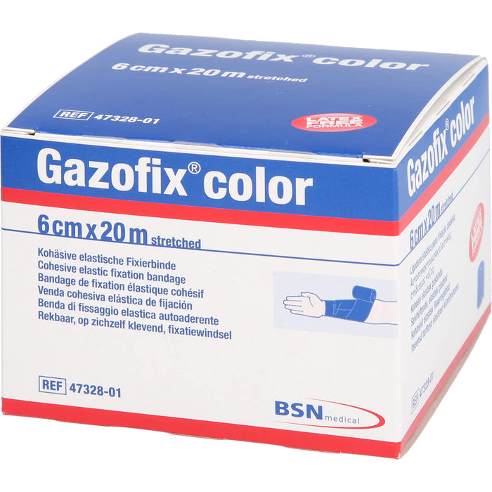 Gazofix color kohäsive Fixierbinde blau 20m x 6cm, 1 St BIN