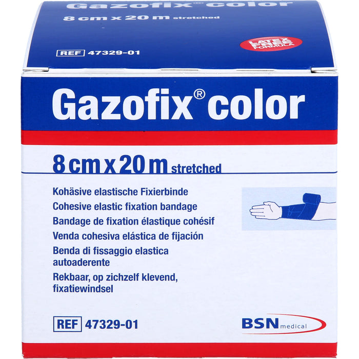 Gazofix color kohäsive Fixierbinde blau 20m x 8cm, 1 St BIN