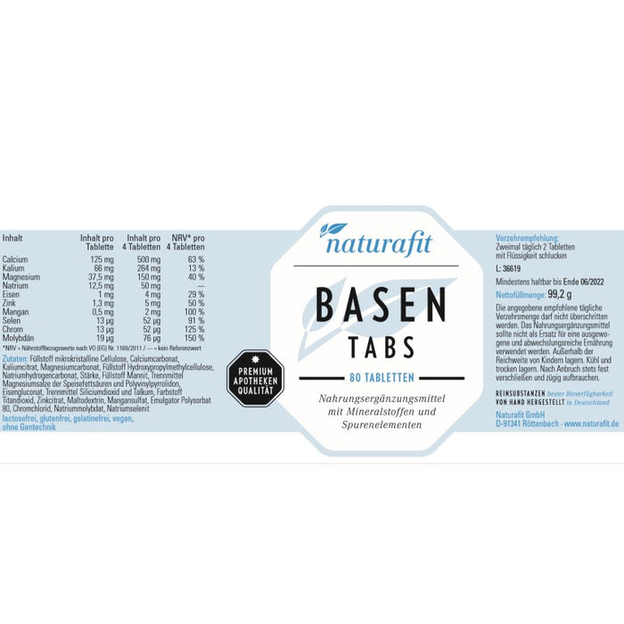 naturafit Basen Tabs Tabletten, 80 pcs. Tablets